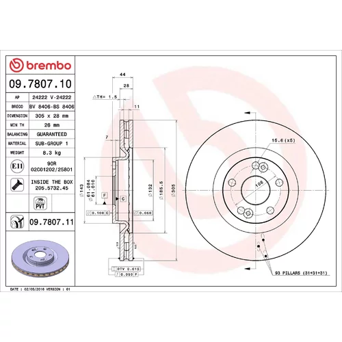 Brzdový kotúč BREMBO 09.7807.11