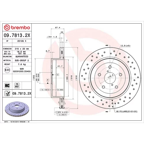 Brzdový kotúč BREMBO 09.7813.2X