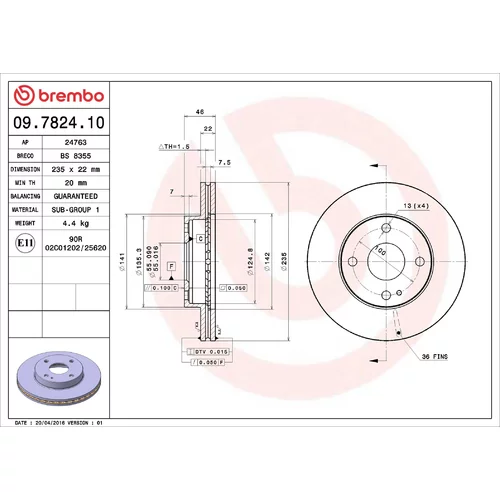 Brzdový kotúč BREMBO 09.7824.10