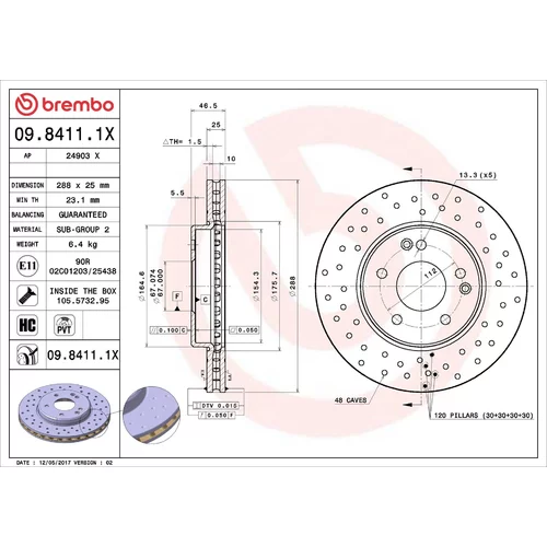 Brzdový kotúč BREMBO 09.8411.1X