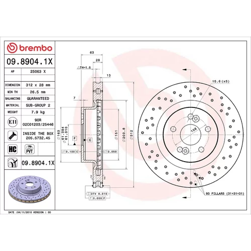 Brzdový kotúč BREMBO 09.8904.1X