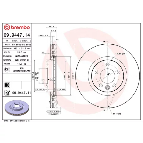 Brzdový kotúč BREMBO 09.9447.11