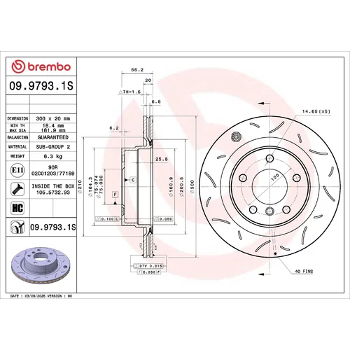 Brzdový kotúč BREMBO 09.9793.1S