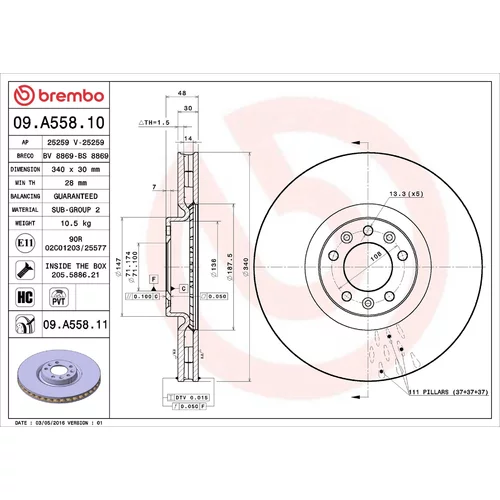 Brzdový kotúč BREMBO 09.A558.11