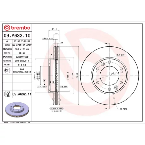 Brzdový kotúč BREMBO 09.A632.11