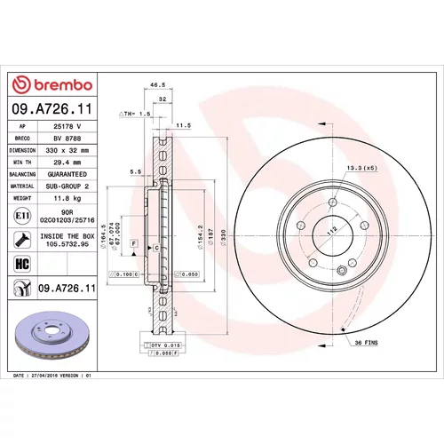 Brzdový kotúč BREMBO 09.A726.11