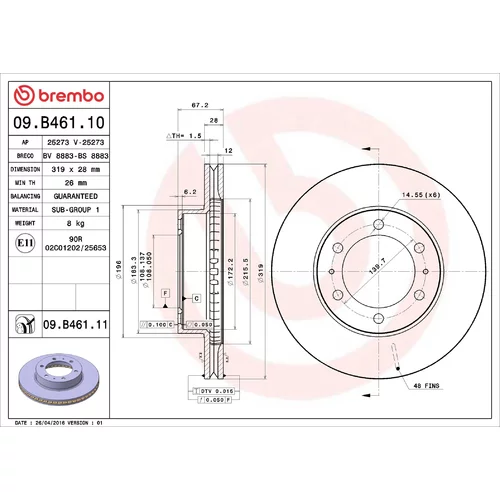 Brzdový kotúč BREMBO 09.B461.11
