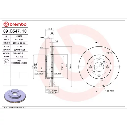 Brzdový kotúč BREMBO 09.B547.10