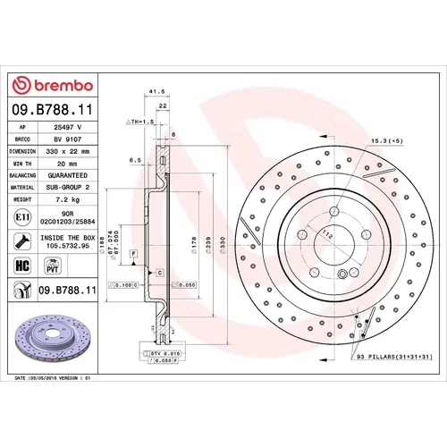 Brzdový kotúč BREMBO 09.B788.11