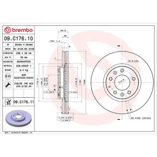 Brzdový kotúč BREMBO 09.C176.11