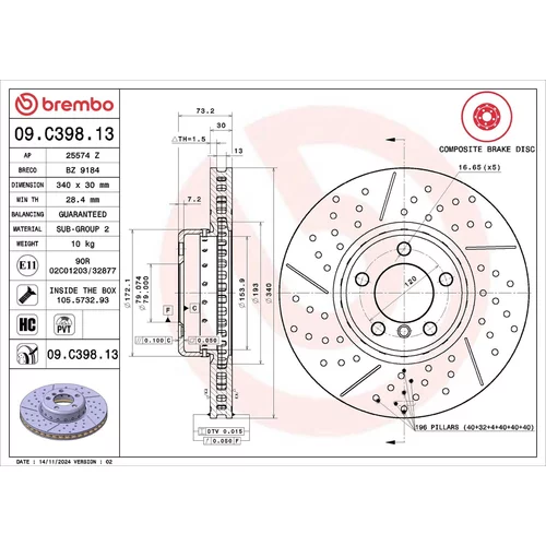 Brzdový kotúč BREMBO 09.C398.13