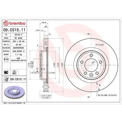 Brzdový kotúč BREMBO 09.C515.11