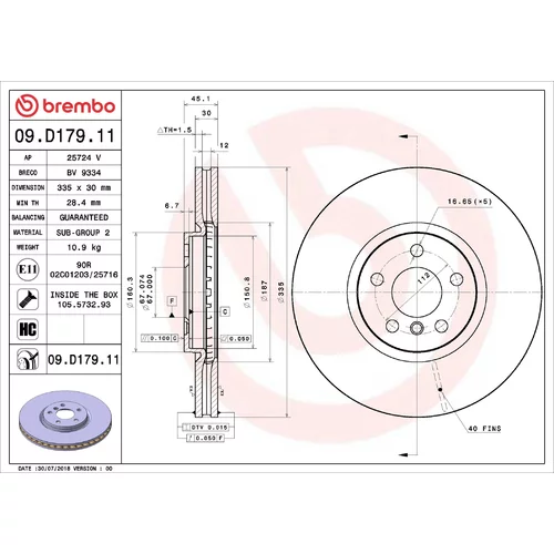 Brzdový kotúč BREMBO 09.D179.11