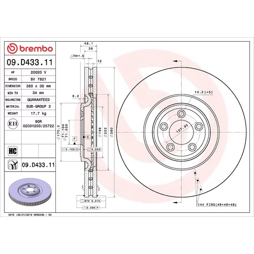Brzdový kotúč BREMBO 09.D433.11