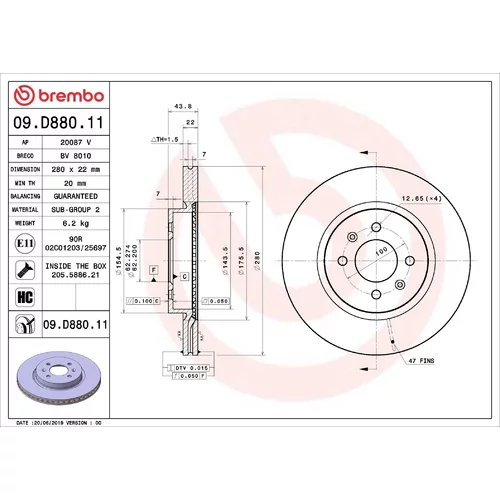 Brzdový kotúč BREMBO 09.D880.11