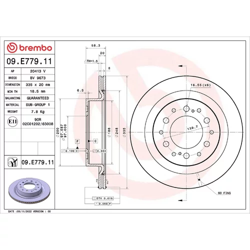 Brzdový kotúč BREMBO 09.E779.11