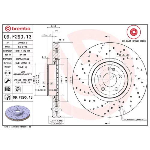 Brzdový kotúč BREMBO 09.F290.13