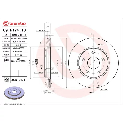 Brzdový kotúč BREMBO 09.N124.11