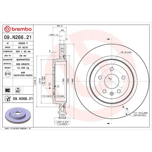 Brzdový kotúč BREMBO 09.N266.21