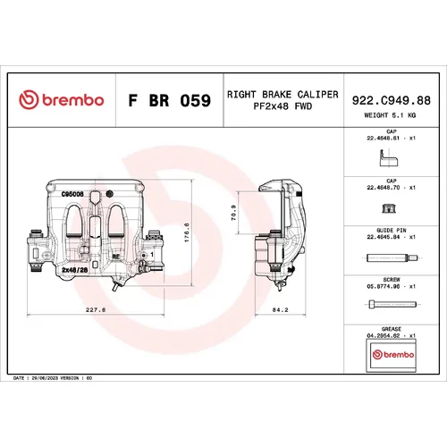 Brzdový strmeň F BR 059 /BREMBO/ - obr. 1