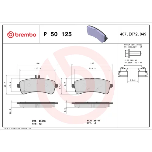 Sada brzdových platničiek kotúčovej brzdy P 50 125 /BREMBO/