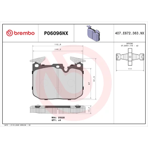 Sada brzdových platničiek kotúčovej brzdy BREMBO P06096NX