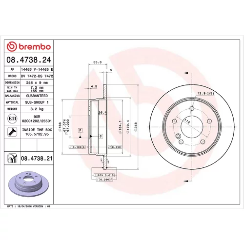 Brzdový kotúč BREMBO 08.4738.24