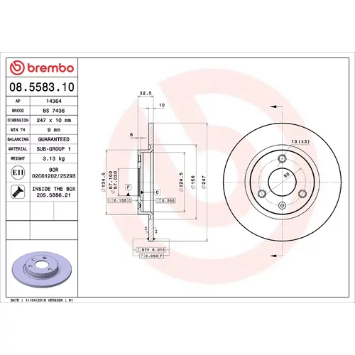 Brzdový kotúč BREMBO 08.5583.10
