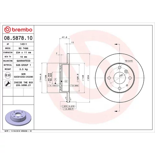 Brzdový kotúč BREMBO 08.5878.10