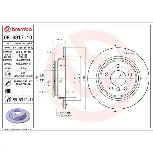 Brzdový kotúč BREMBO 08.6917.11