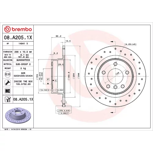 Brzdový kotúč BREMBO 08.A205.1X