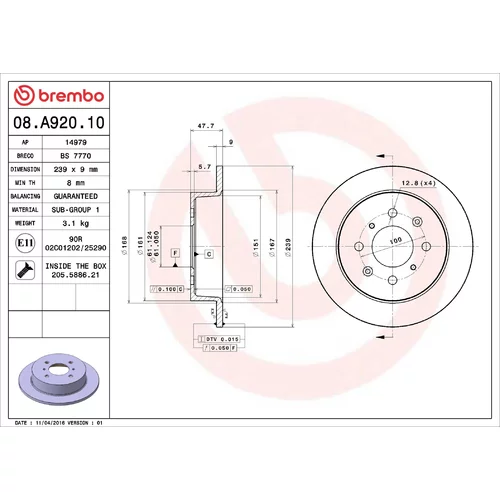 Brzdový kotúč BREMBO 08.A920.10