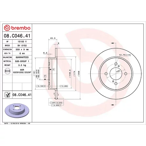 Brzdový kotúč BREMBO 08.C046.41