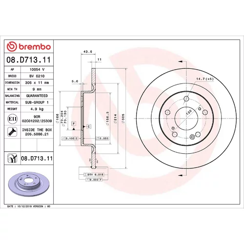 Brzdový kotúč BREMBO 08.D713.11