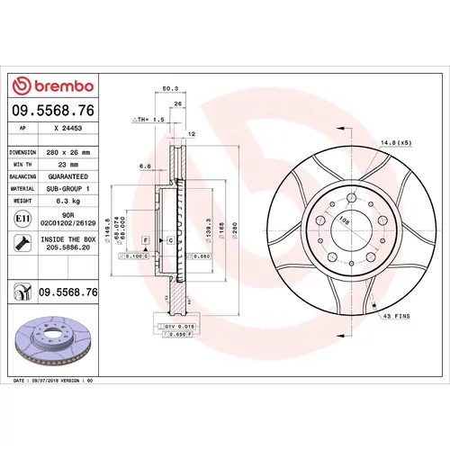 Brzdový kotúč BREMBO 09.5568.76