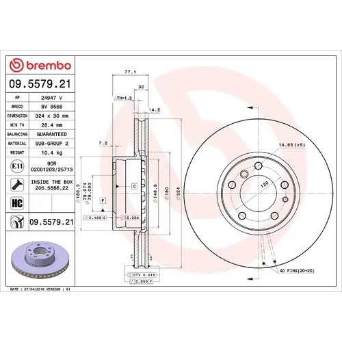 Brzdový kotúč BREMBO 09.5579.21