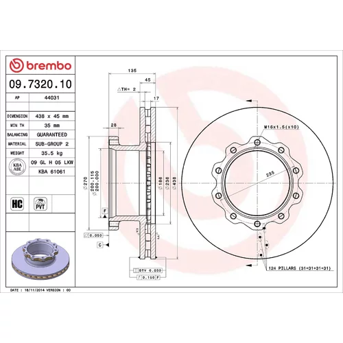 Brzdový kotúč BREMBO 09.7320.10