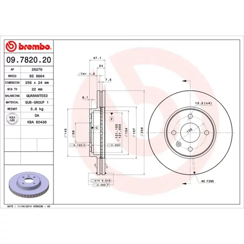 Brzdový kotúč BREMBO 09.7820.20