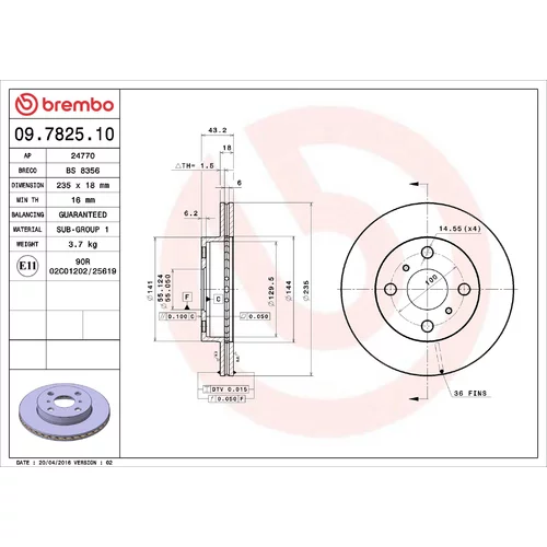 Brzdový kotúč BREMBO 09.7825.10