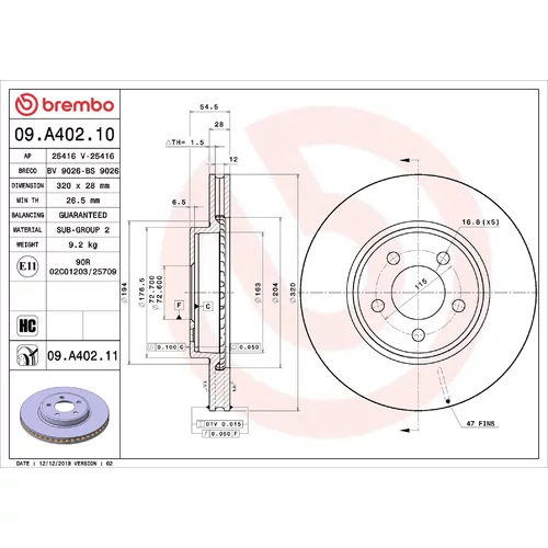 Brzdový kotúč BREMBO 09.A402.11
