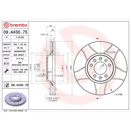 Brzdový kotúč BREMBO 09.A430.75