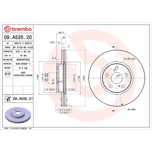 Brzdový kotúč BREMBO 09.A535.21