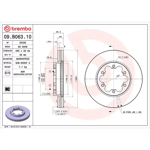 Brzdový kotúč BREMBO 09.B063.10