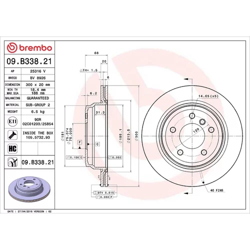 Brzdový kotúč BREMBO 09.B338.21