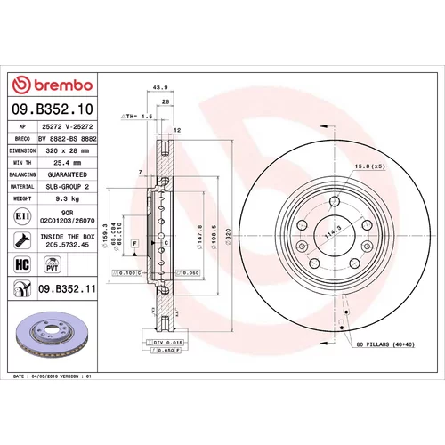 Brzdový kotúč BREMBO 09.B352.10