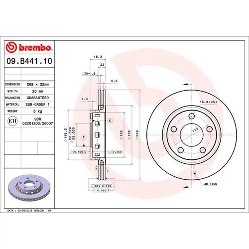 Brzdový kotúč BREMBO 09.B441.10