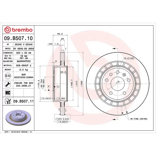 Brzdový kotúč BREMBO 09.B507.11