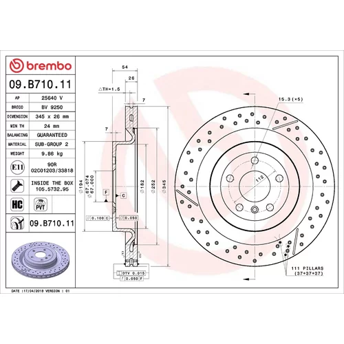 Brzdový kotúč BREMBO 09.B710.11