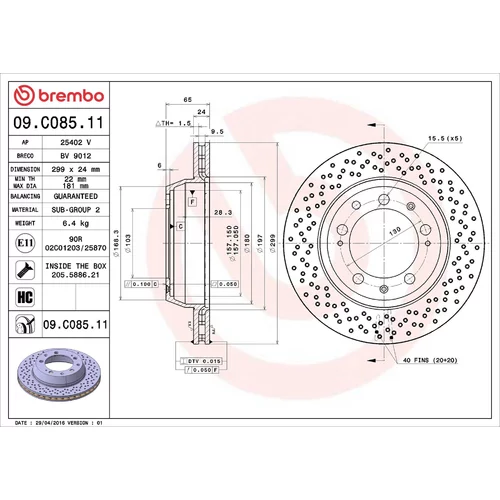 Brzdový kotúč BREMBO 09.C085.11