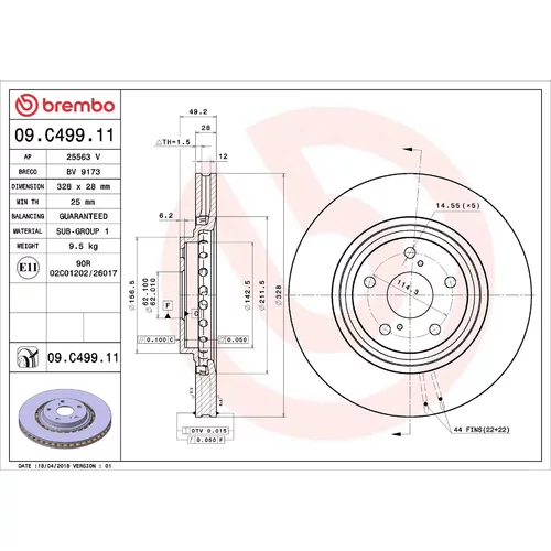 Brzdový kotúč BREMBO 09.C499.11